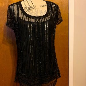 Dress Barn sequin cap sleeve top with tank.